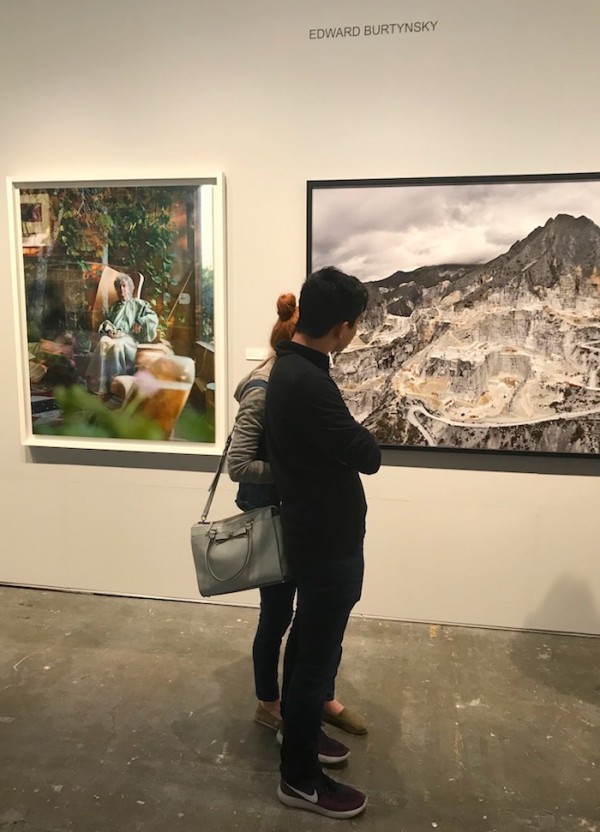 Edward Burtynsky's contemporary large-format color aerial views on exhibit at the Robert Koch Gallery booth.  (Photo by Matt Damsker © I Photo Central, LLC)
