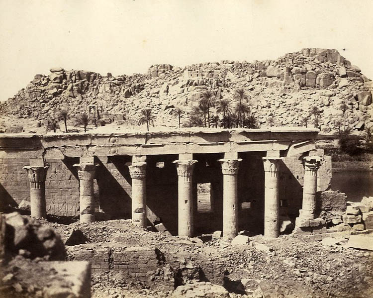 Felix Teynard - Western Colonnade--Ruins Seen from Point L, Island of Philae, Egypt
