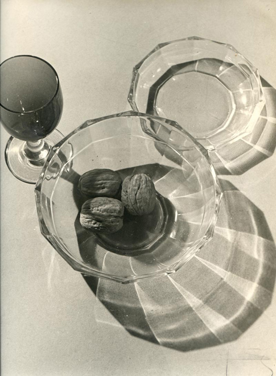 Emile Sera - Still Life of Glassware with Reflections and Walnuts
