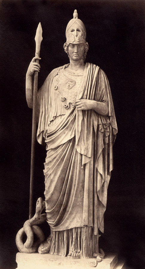 Robert MacPherson - Statue of  Athena Helmed, Holding Spear, and Attended by Serpent, Rome, Italy