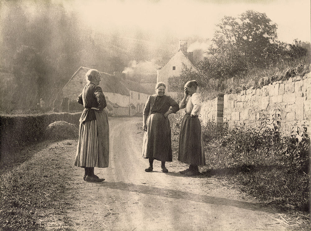 Leonard Misonne - Country Women Stopping to Converse on a Village Road in Belgium