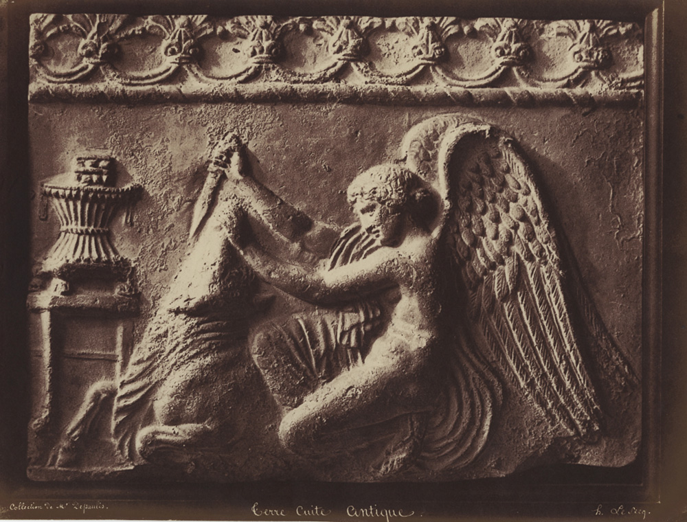 Henri Le Secq - Antique Terracotta Relief of an Angel Slaying a Bull