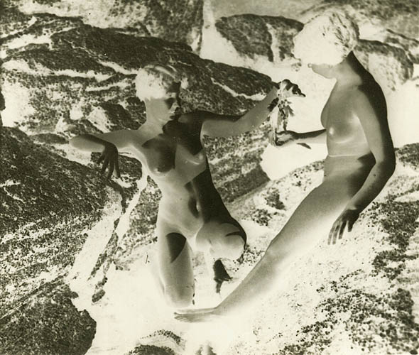 Anonymous - A Negative Print of Two Nude Women on Rocks