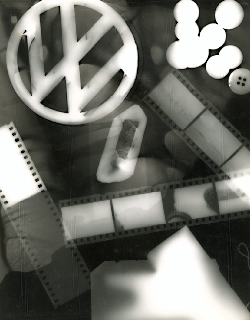 Raliek G. Clinkscales - Photogram with Film Strips, Buttons and Volkwagon Emblem