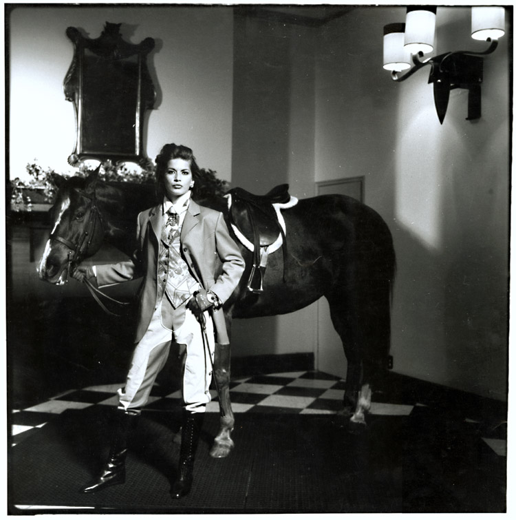 Female Model with Horse in Room