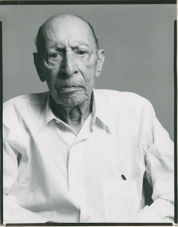 Richard Avedon, Portrait of Igor Stravinsky. Gelatin silver print, 11/2/1969, Neg. no. 10; ed. no. 9/50. Signed, stamped, numbered on print verso. Provenance: Marlborough Godard; and Art Gallery of Ontario, exhibition label on verso, estimated at $4,000-6,000.