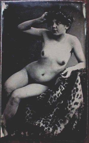 This tintype has an 1860s U.S. revenue stamp on the verso, but the image was actually made in the 1880s in France.